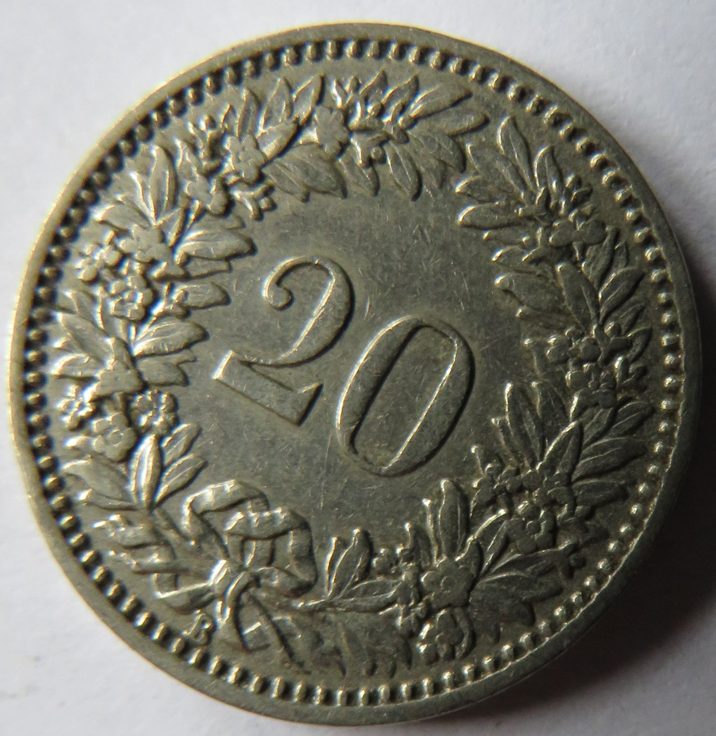 1913 Switzerland 20 Rappen Coin