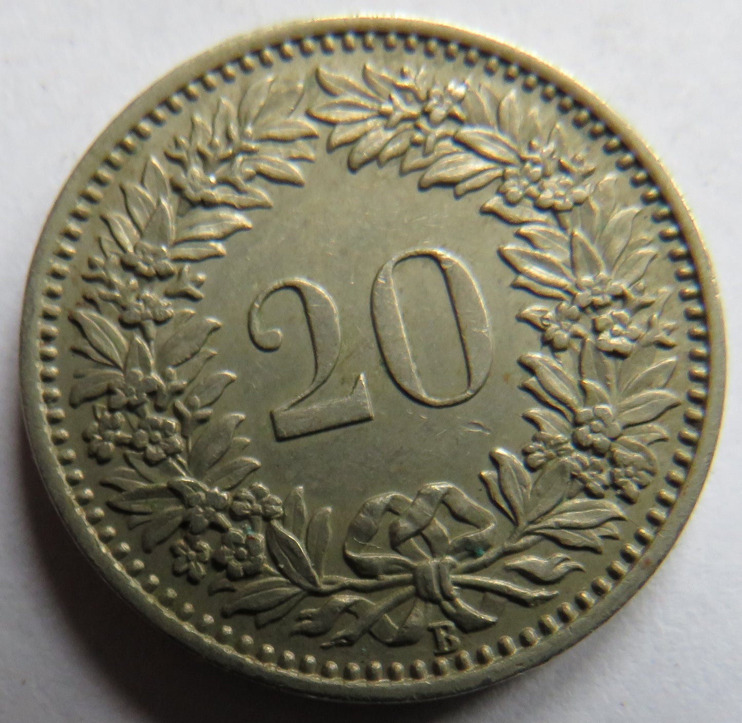 1947 Switzerland 20 Rappen Coin