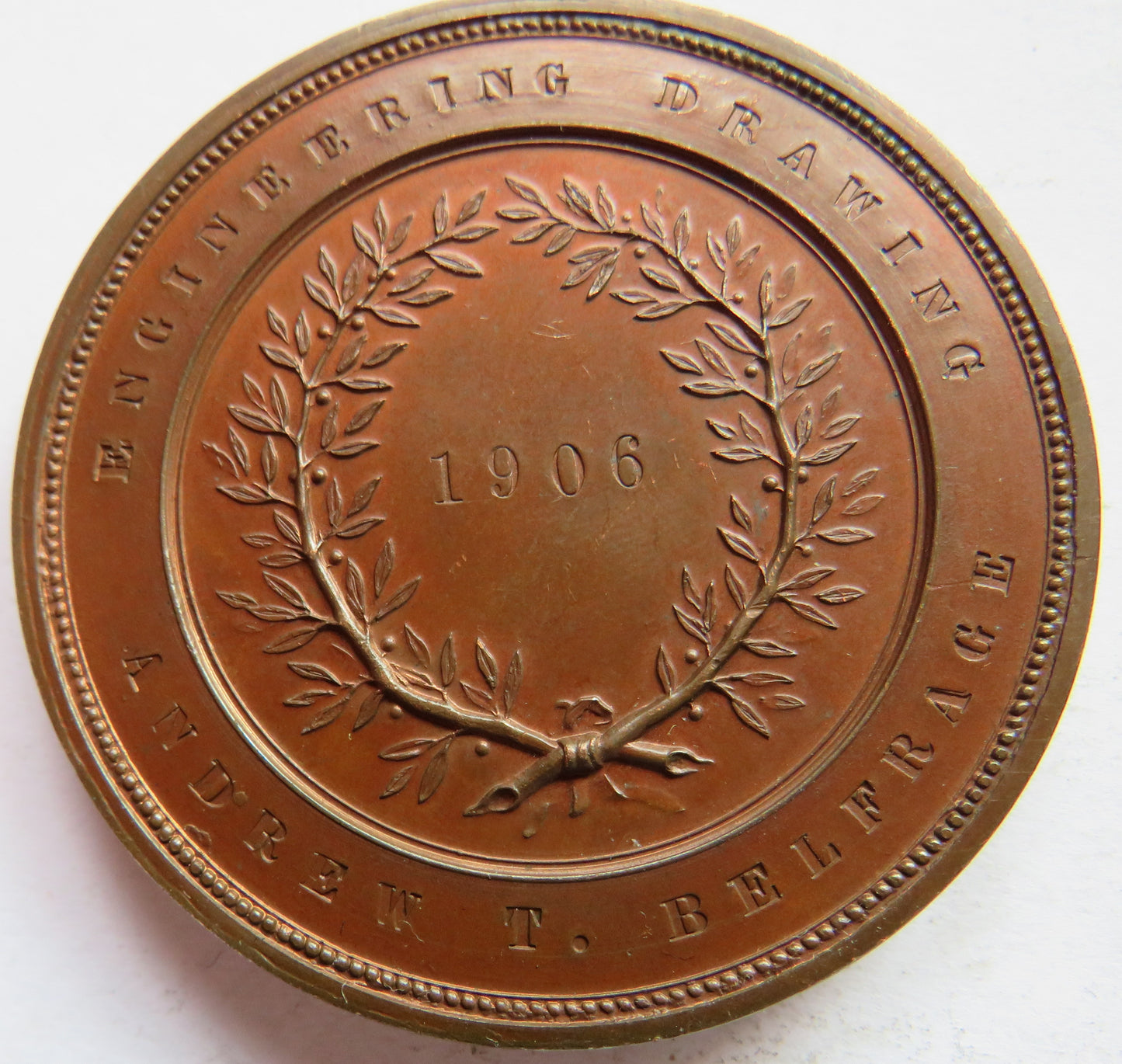 University of Edinburgh Bronze Medal Engineering Drawing 1906 Andrew T. Belfrage