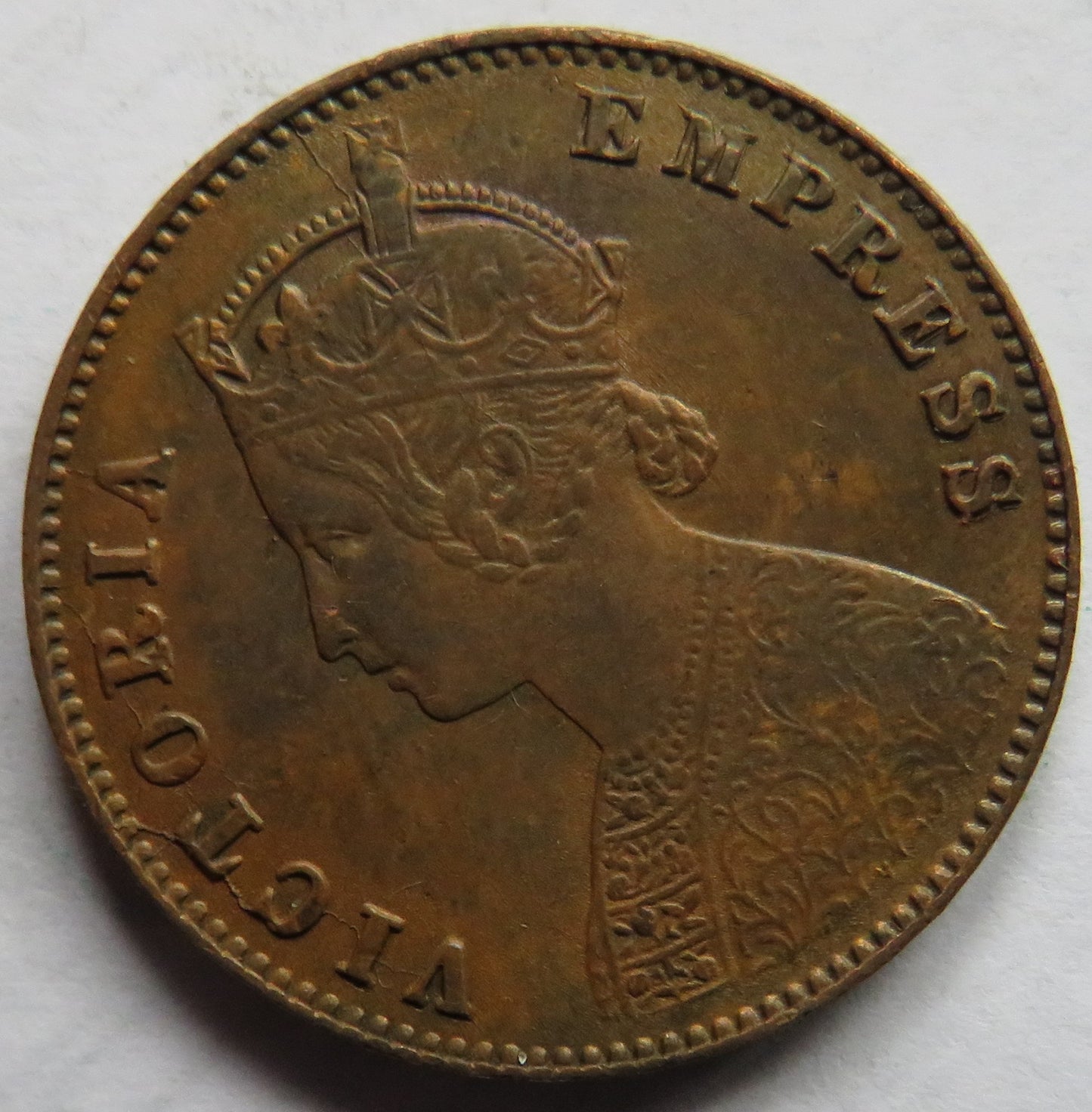 1897 Queen Victoria India Quarter 1/4 Anna Coin In Higher Grade