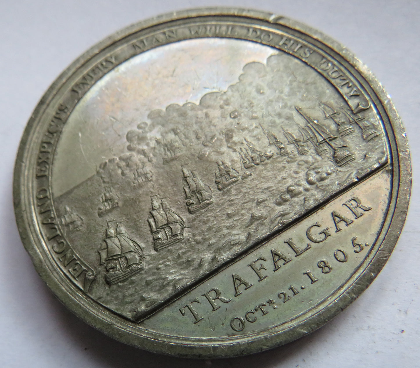 1805 Trafalgar Pewter Medal By Boulton Horatio Viscount Nelson K.B. Duke of Bronte - Rare