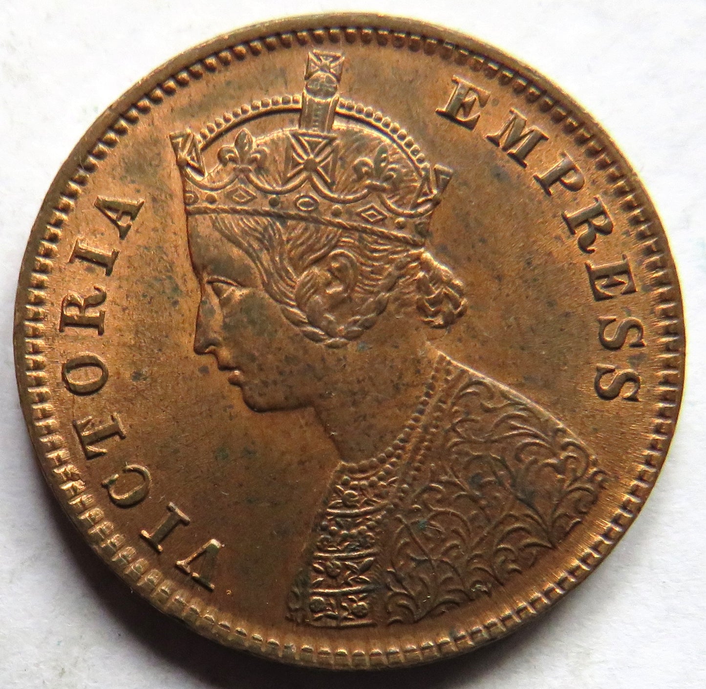 1889 Queen Victoria India Quarter Anna Coin In High Grade
