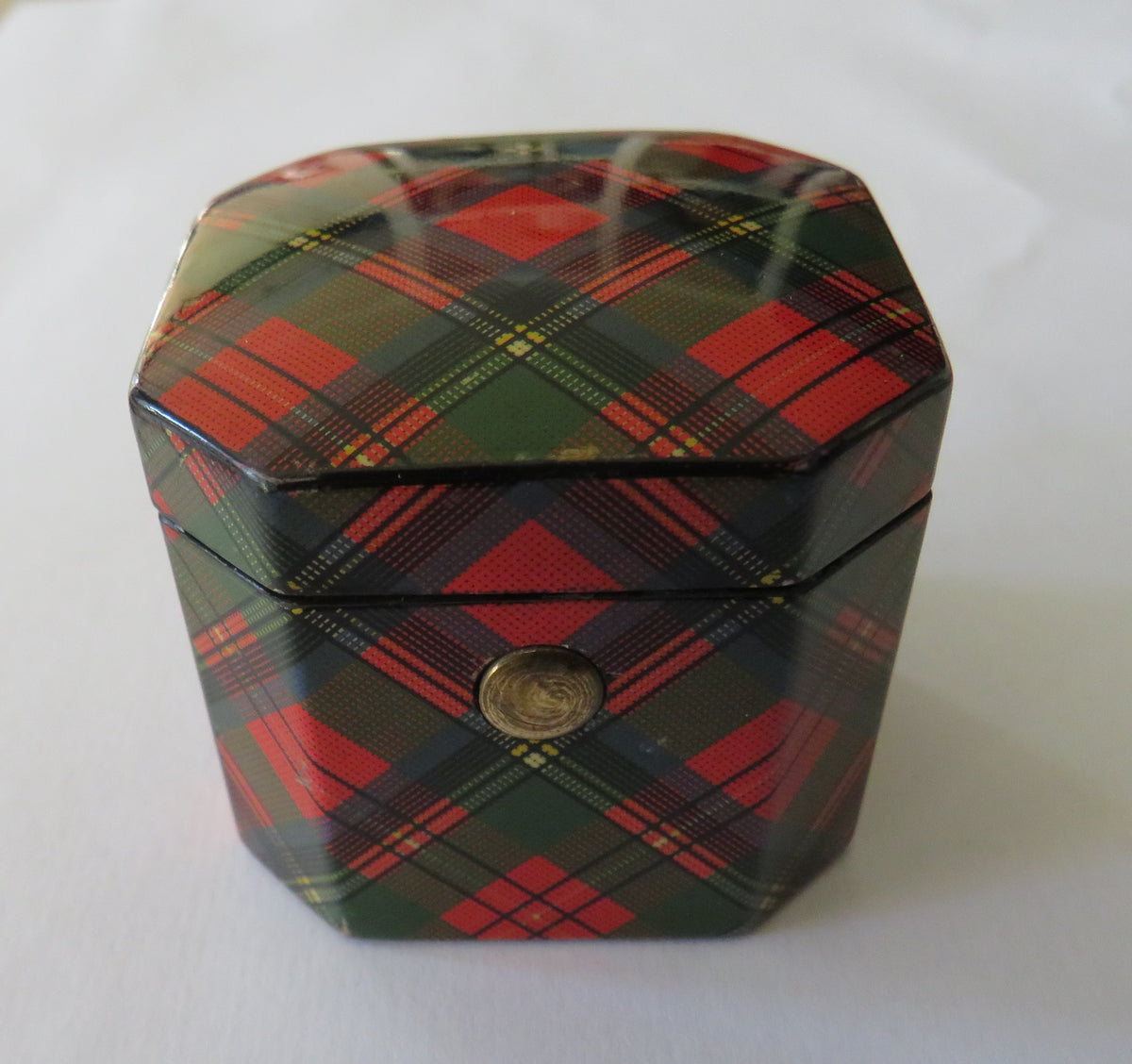 A Very Nice Antique Mauchline Tartan Ware Inkwell "Prince Charlie" Tartan