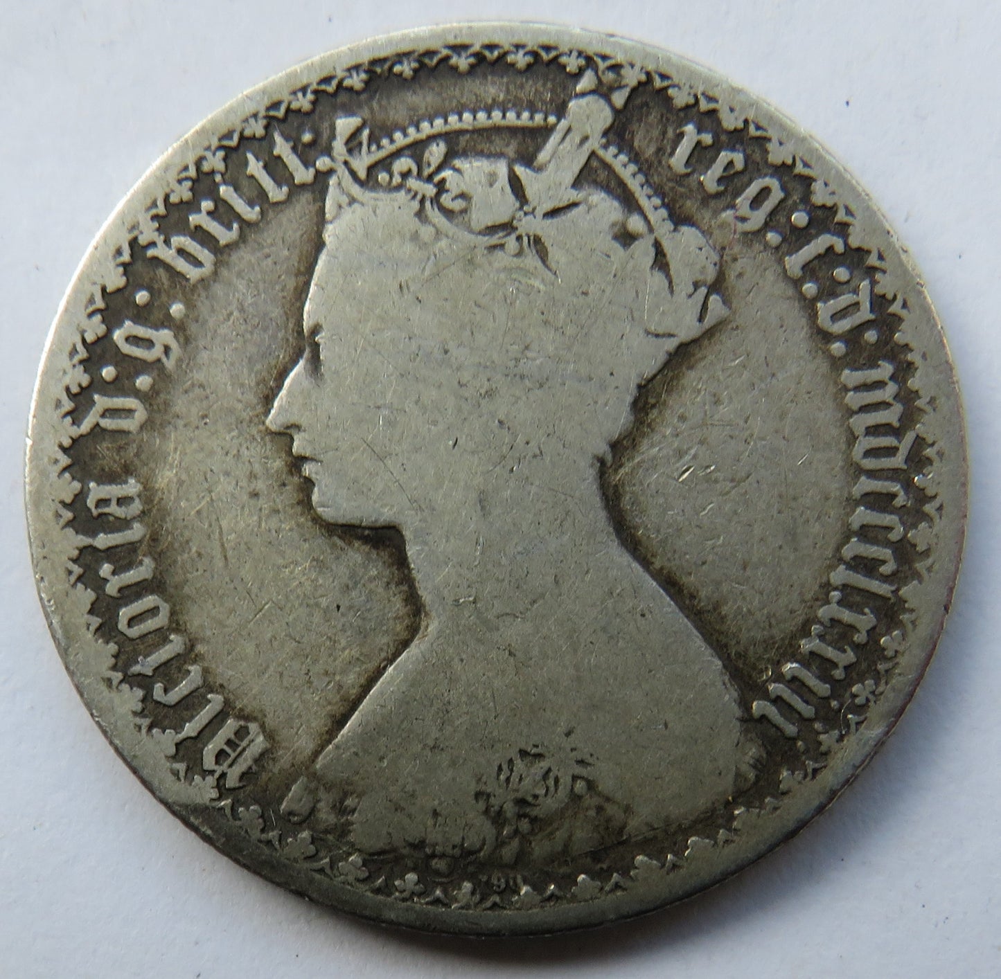 1873 Queen Victoria Silver Gothic Florin Coin - Great Britain