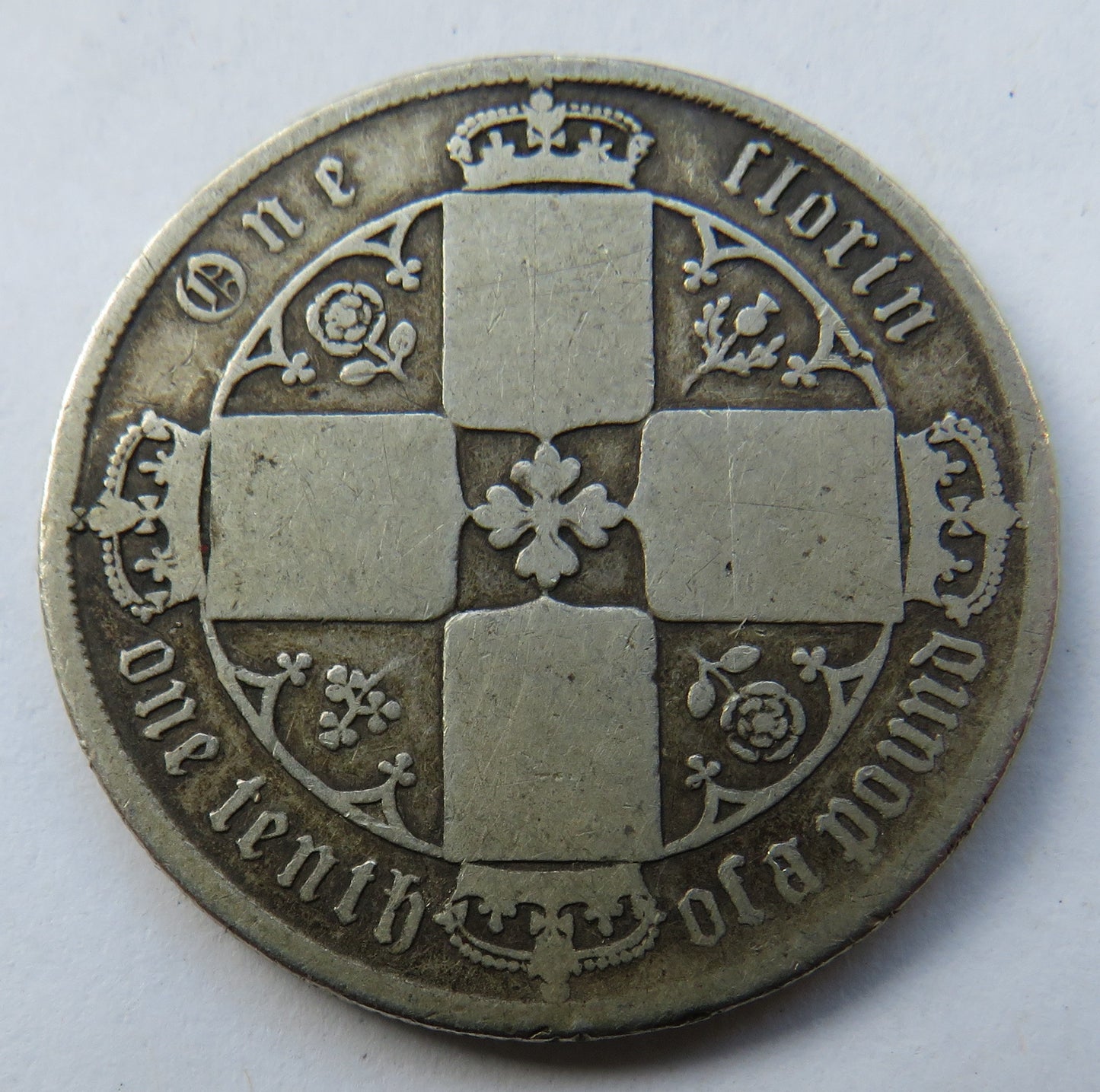 1873 Queen Victoria Silver Gothic Florin Coin - Great Britain