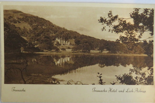Old Postcard Of Trossachs Hotel and Loch Achray