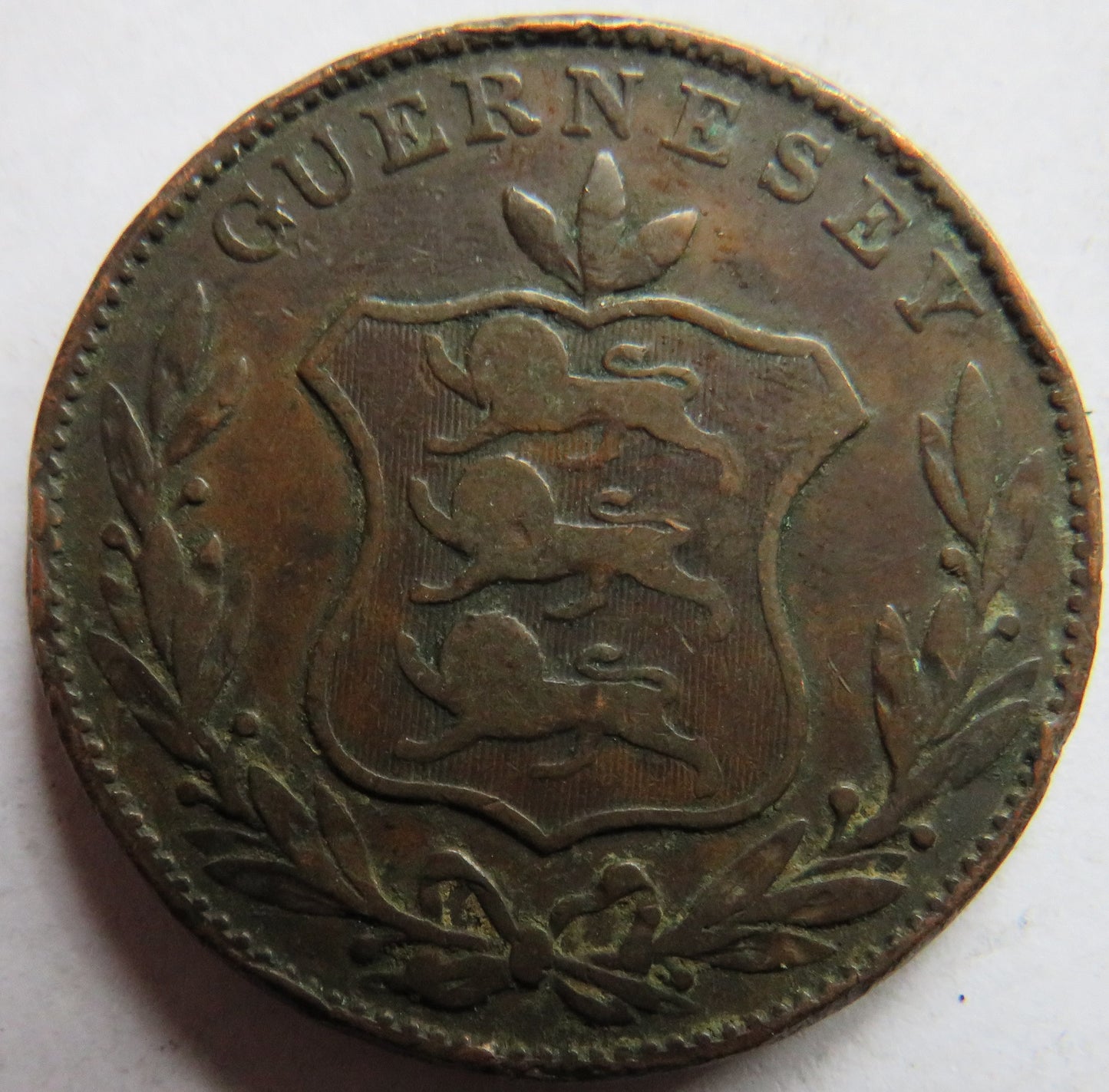 1834 Guernsey 8 Doubles Coin