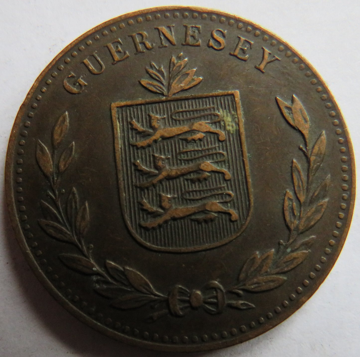 1918 Guernsey 8 Doubles Coin
