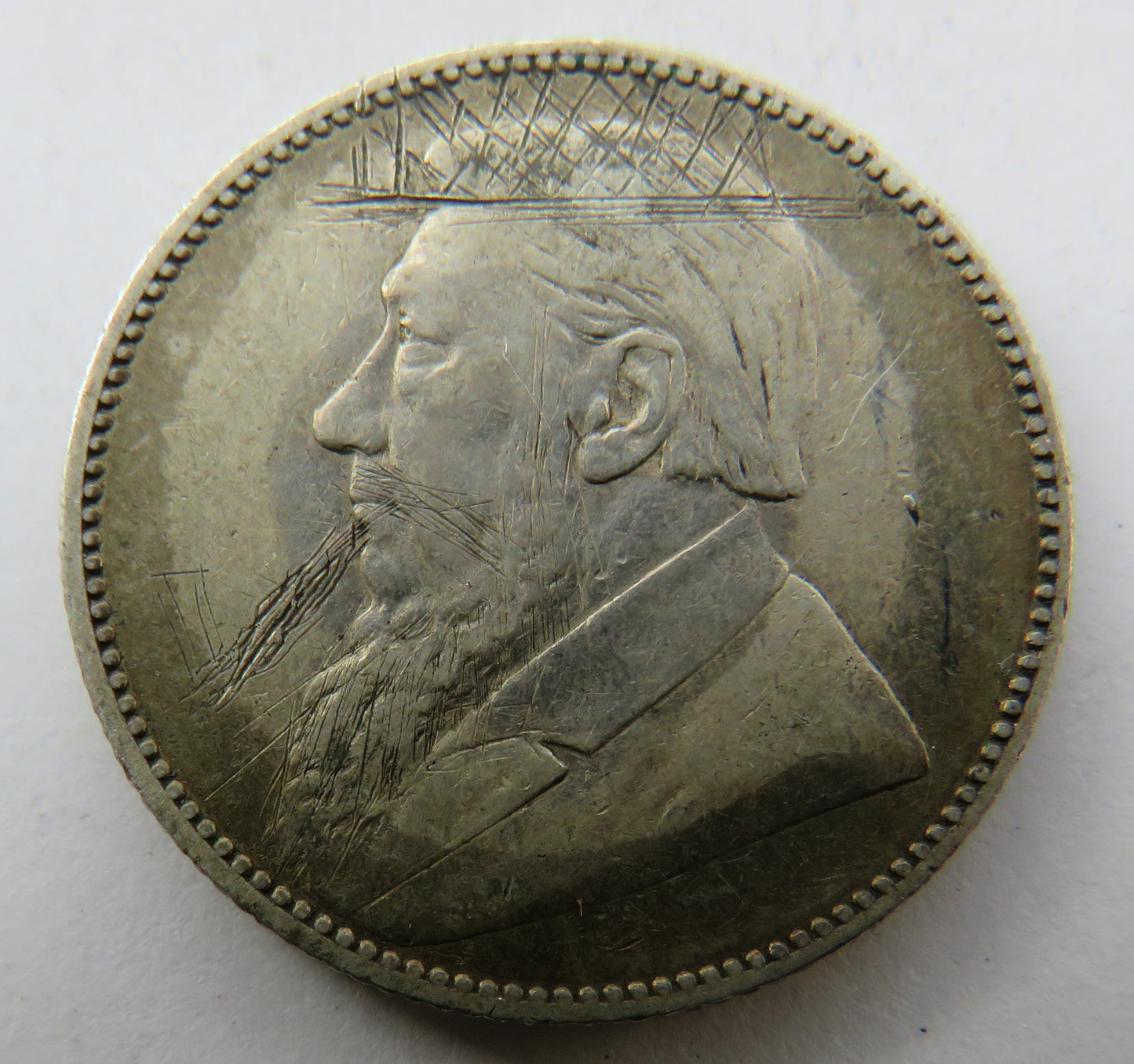 1896 South Africa Silver One Shilling Coin Graffitied