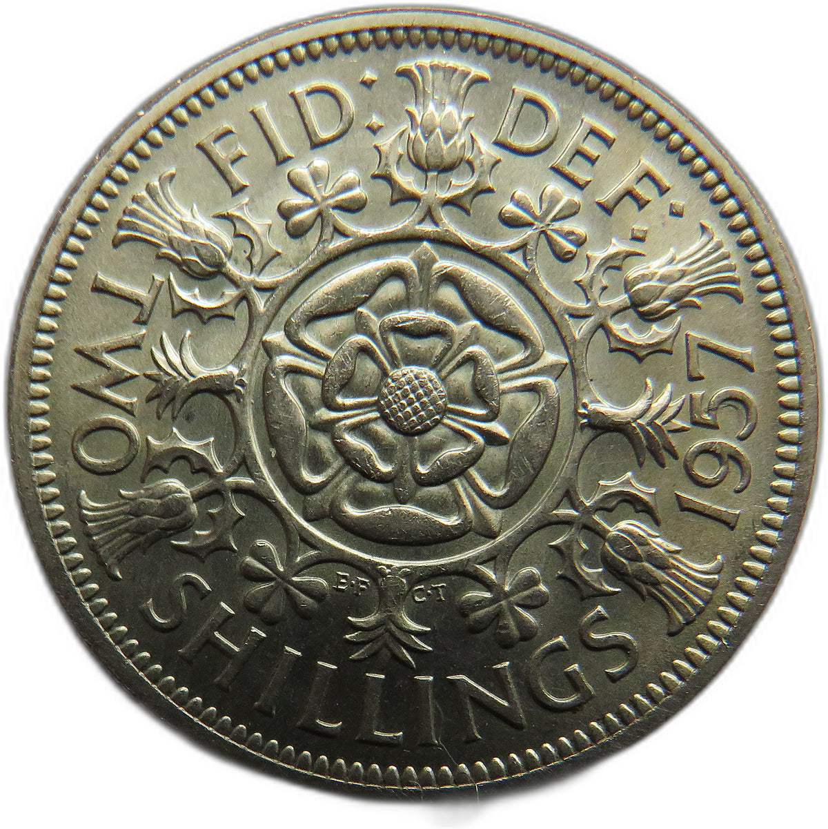 1957 Queen Elizabeth II Florin / Two Shillings Coin In High Grade - Great Britain
