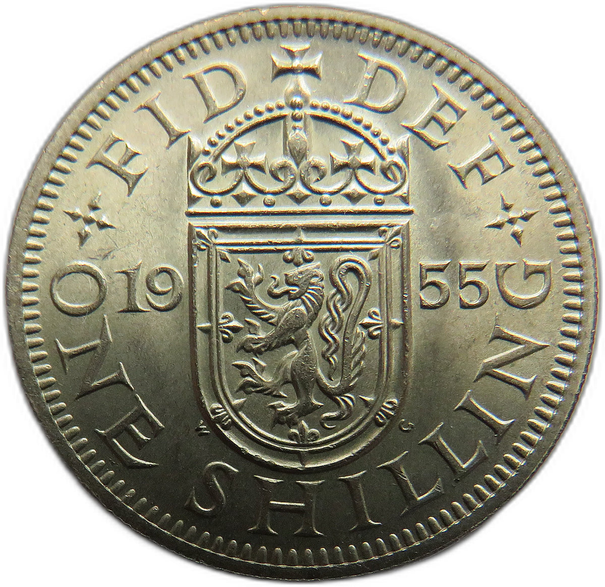 1955 Queen Elizabeth II (Scottish) Shilling Coin In High Grade - Great Britain
