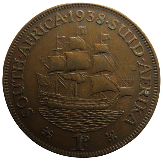 1938 King George VI South Africa One Penny Coin