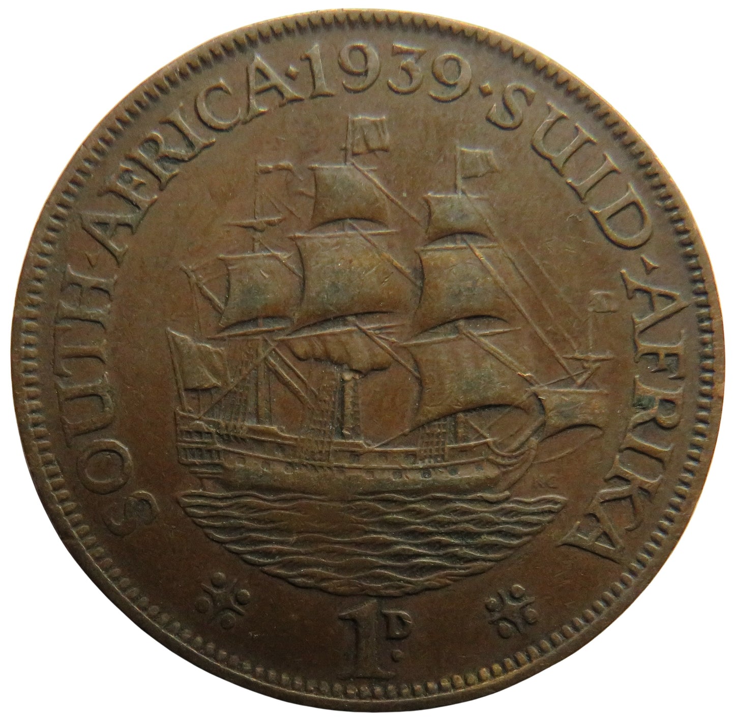 1939 King George VI South Africa One Penny Coin