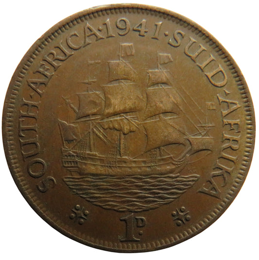 1941 King George VI South Africa One Penny Coin