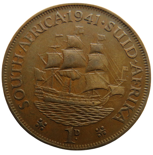 1941 King George VI South Africa One Penny Coin