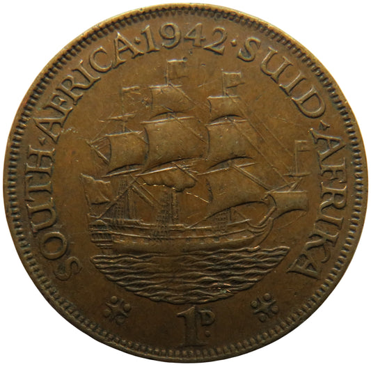 1942 King George VI South Africa One Penny Coin