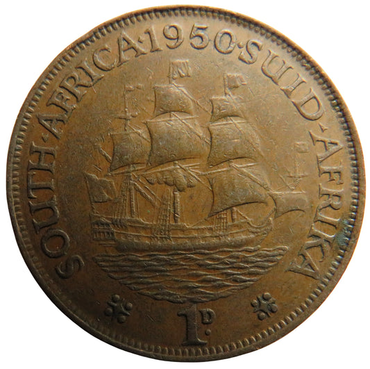 1950 King George VI South Africa One Penny Coin