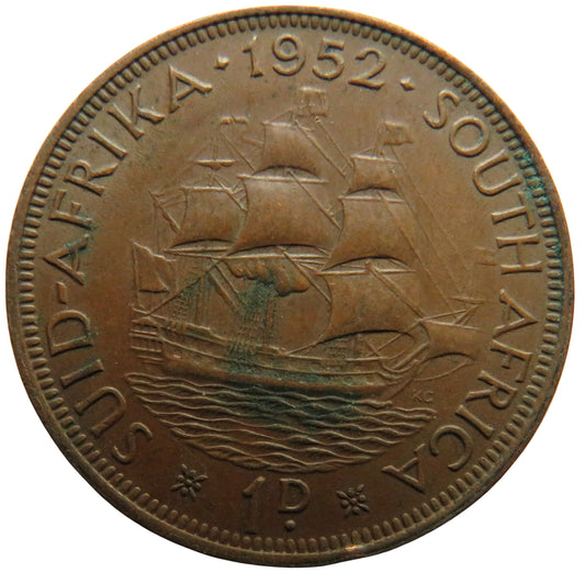 1952 King George VI South Africa One Penny Coin