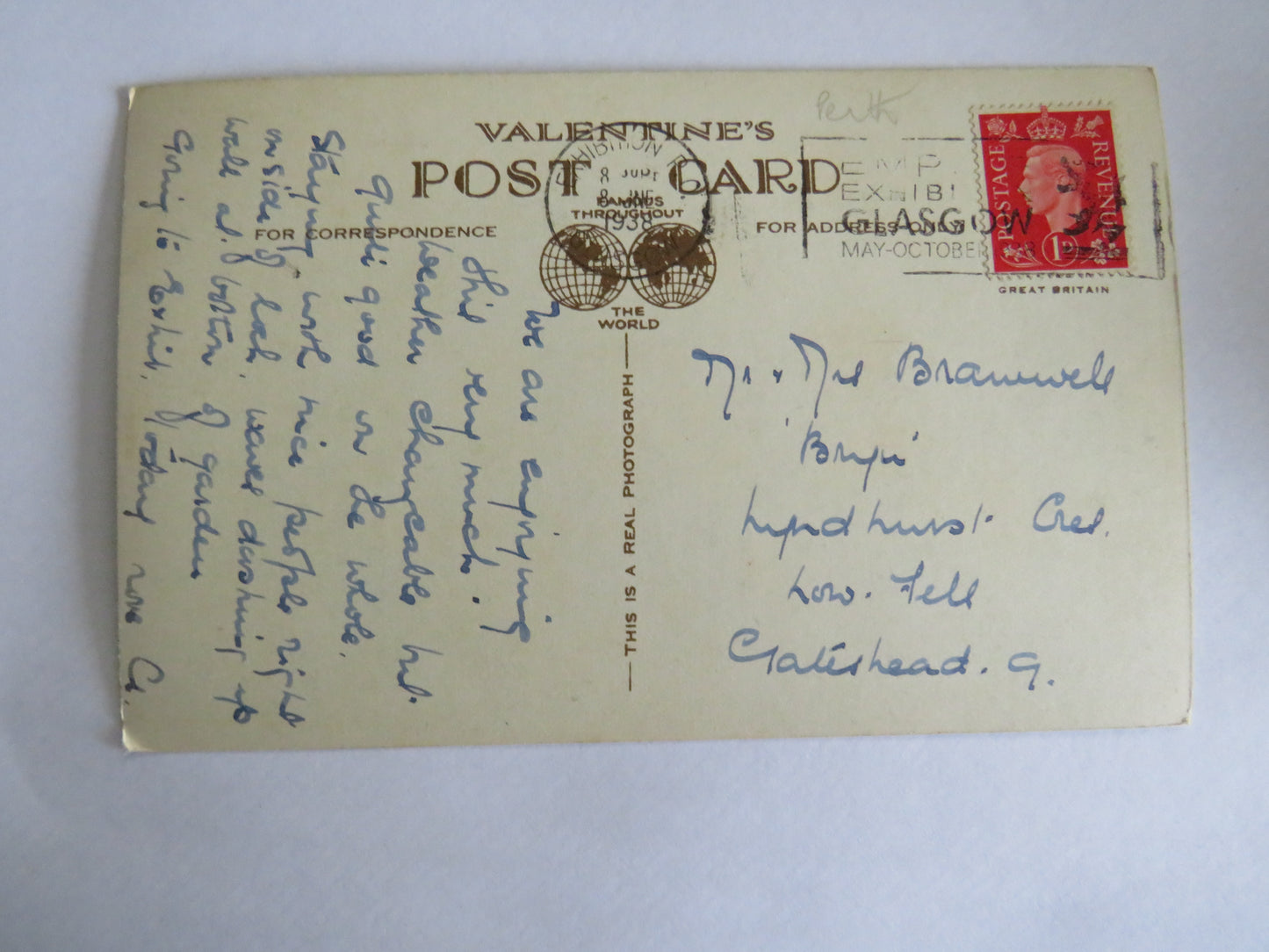 Old Postcard of Loch Katrine and Ellens Isle From Ben Venue 1938