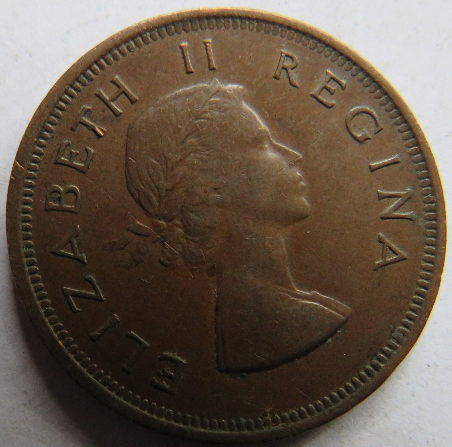1955 Queen Elizabeth II South Africa One Penny Coin