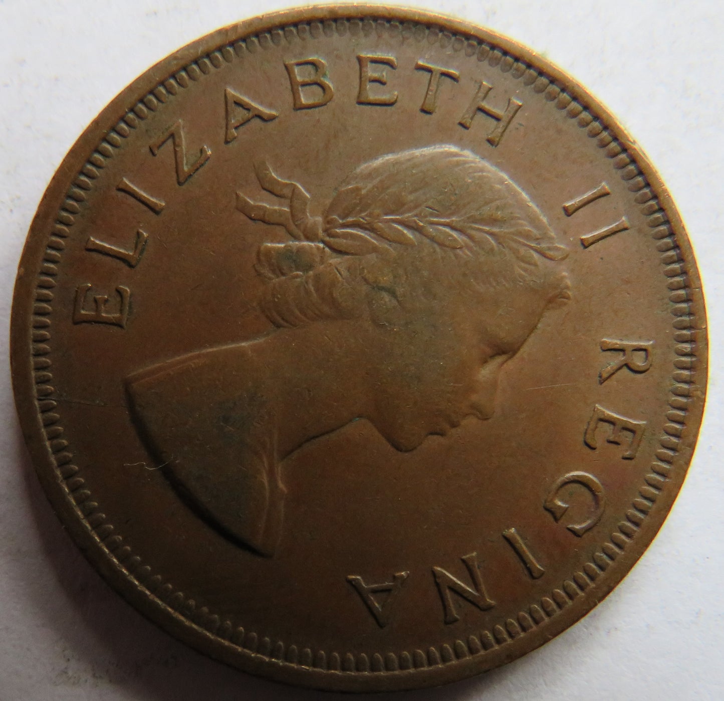 1955 Queen Elizabeth II South Africa One Penny Coin