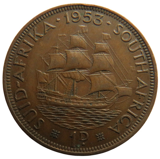 1953 Queen Elizabeth II South Africa One Penny Coin
