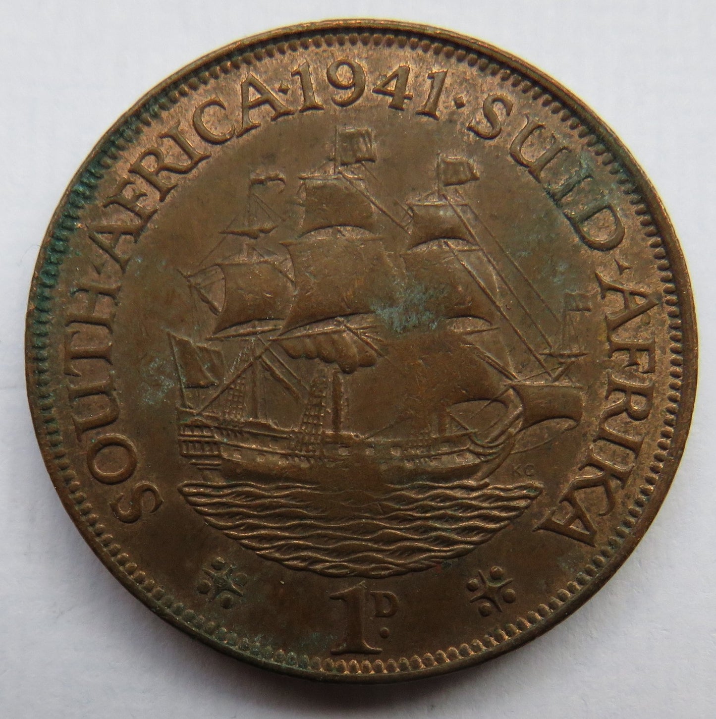 1941 King George VI South Africa One Penny Coin