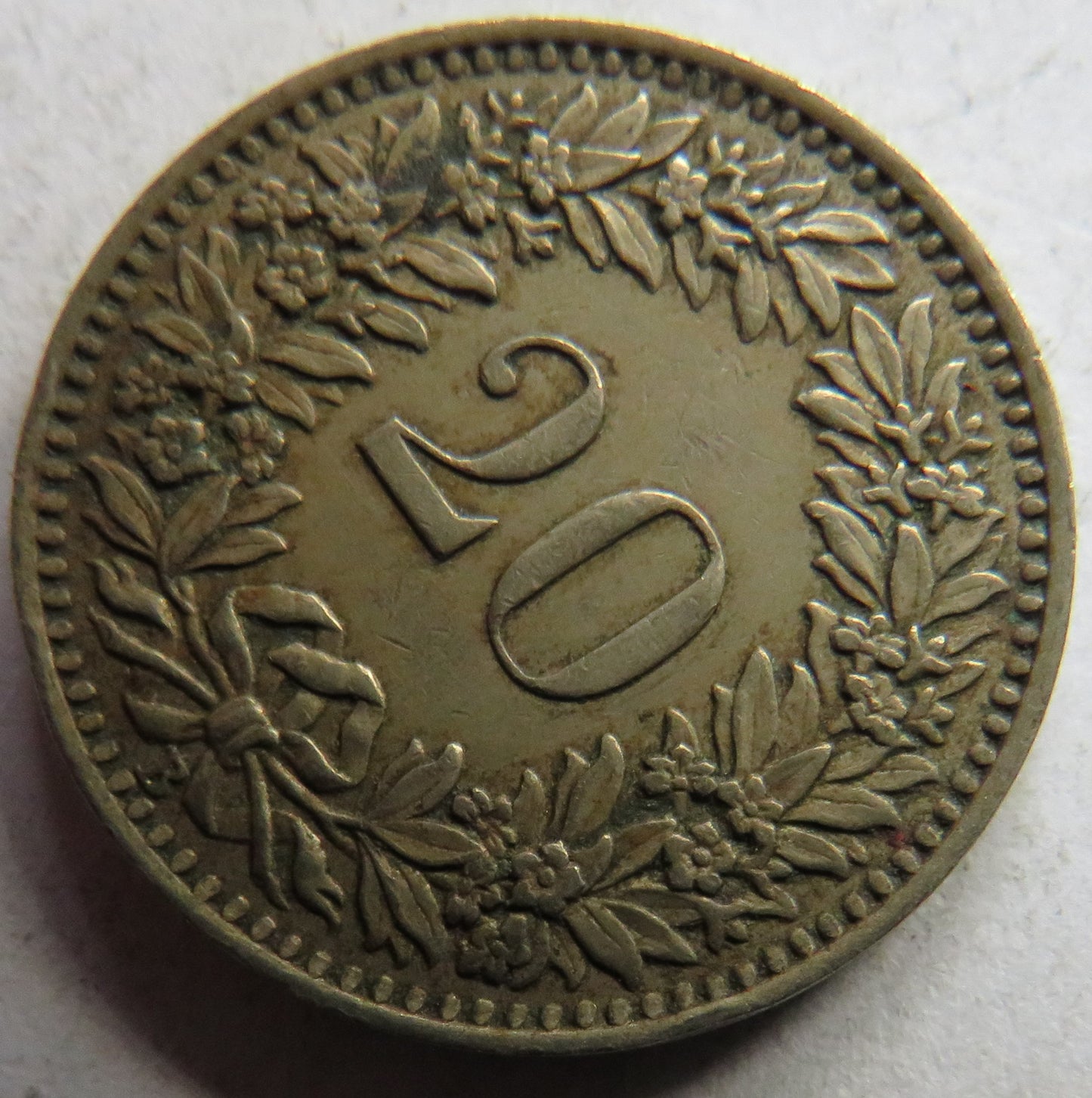1944 Switzerland 20 Rappen Coin