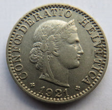 Load image into Gallery viewer, 1921 Switzerland 20 Rappen Coin
