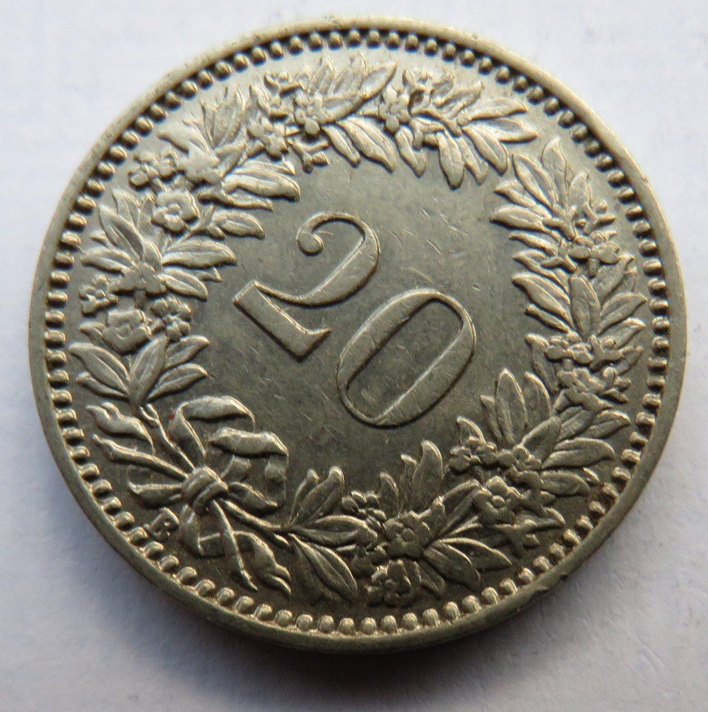 1921 Switzerland 20 Rappen Coin