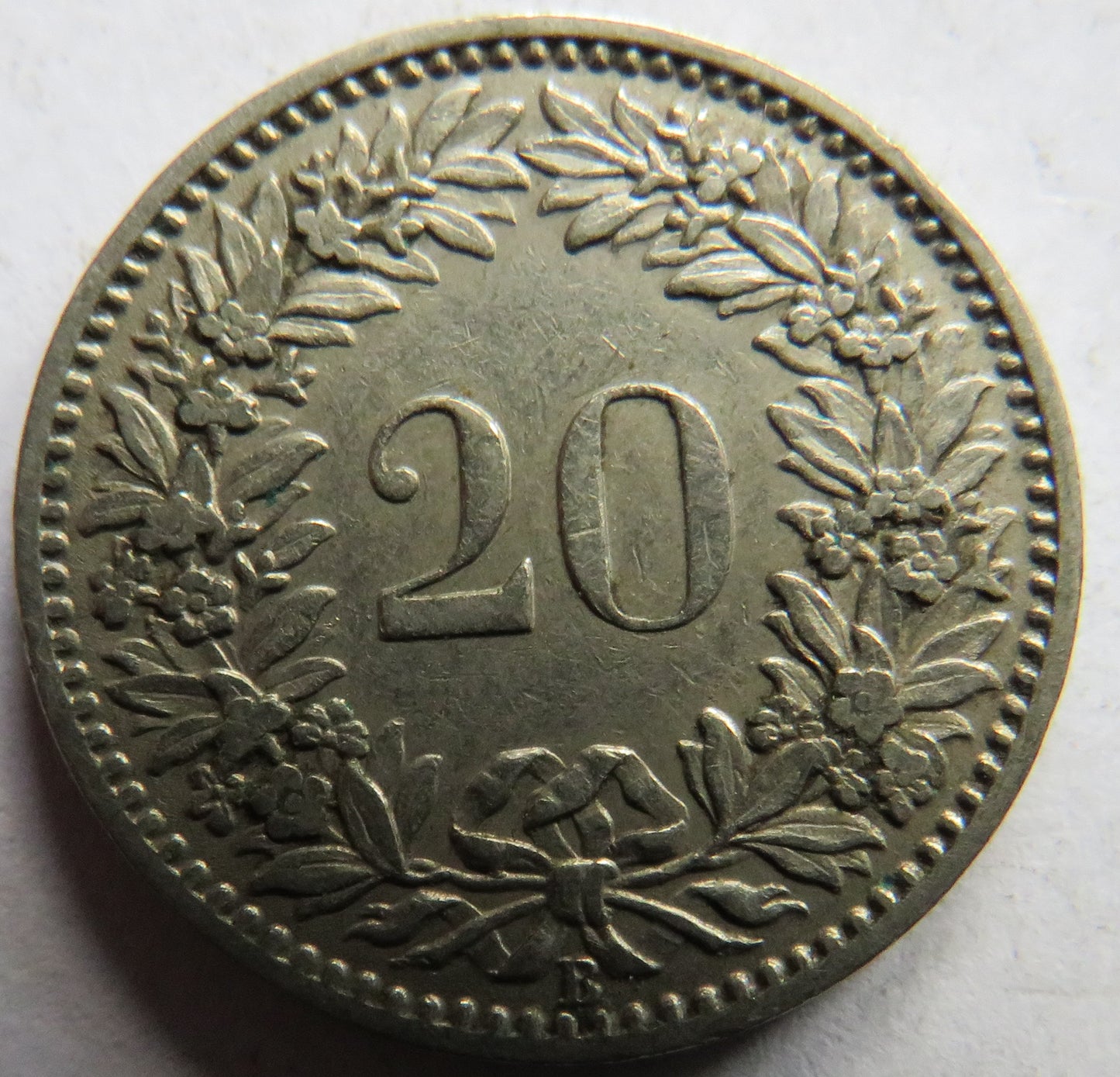 1919 Switzerland 20 Rappen Coin