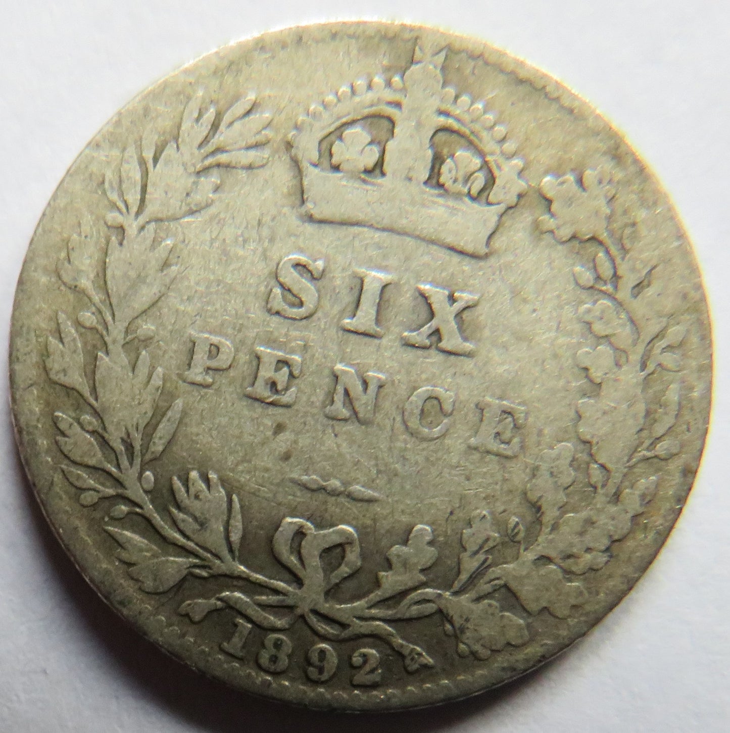 1892 Queen Victoria Jubilee Head Silver Sixpence Coin - Great Britain