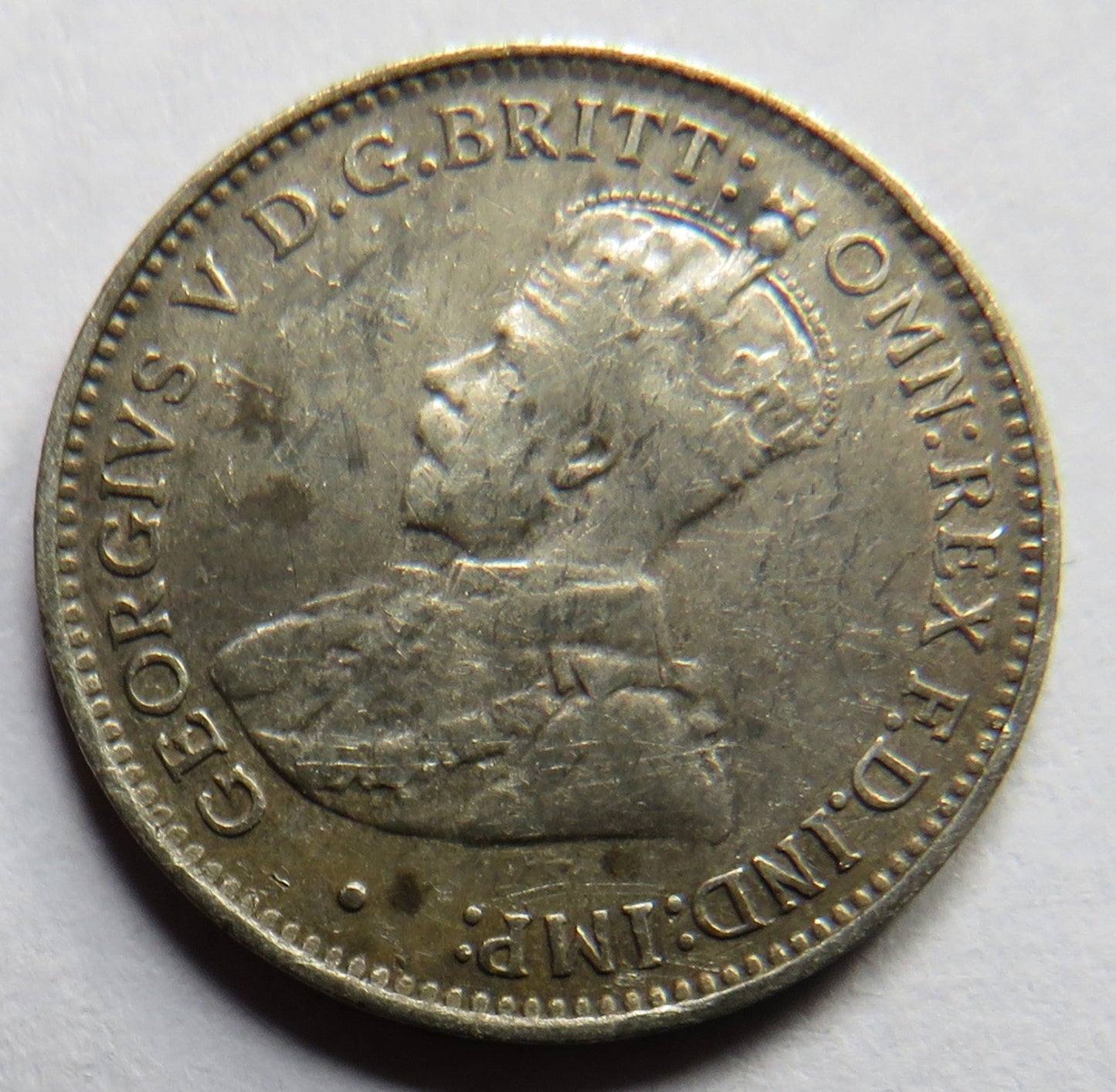 1914 King George V Australia Silver Threepence Coin