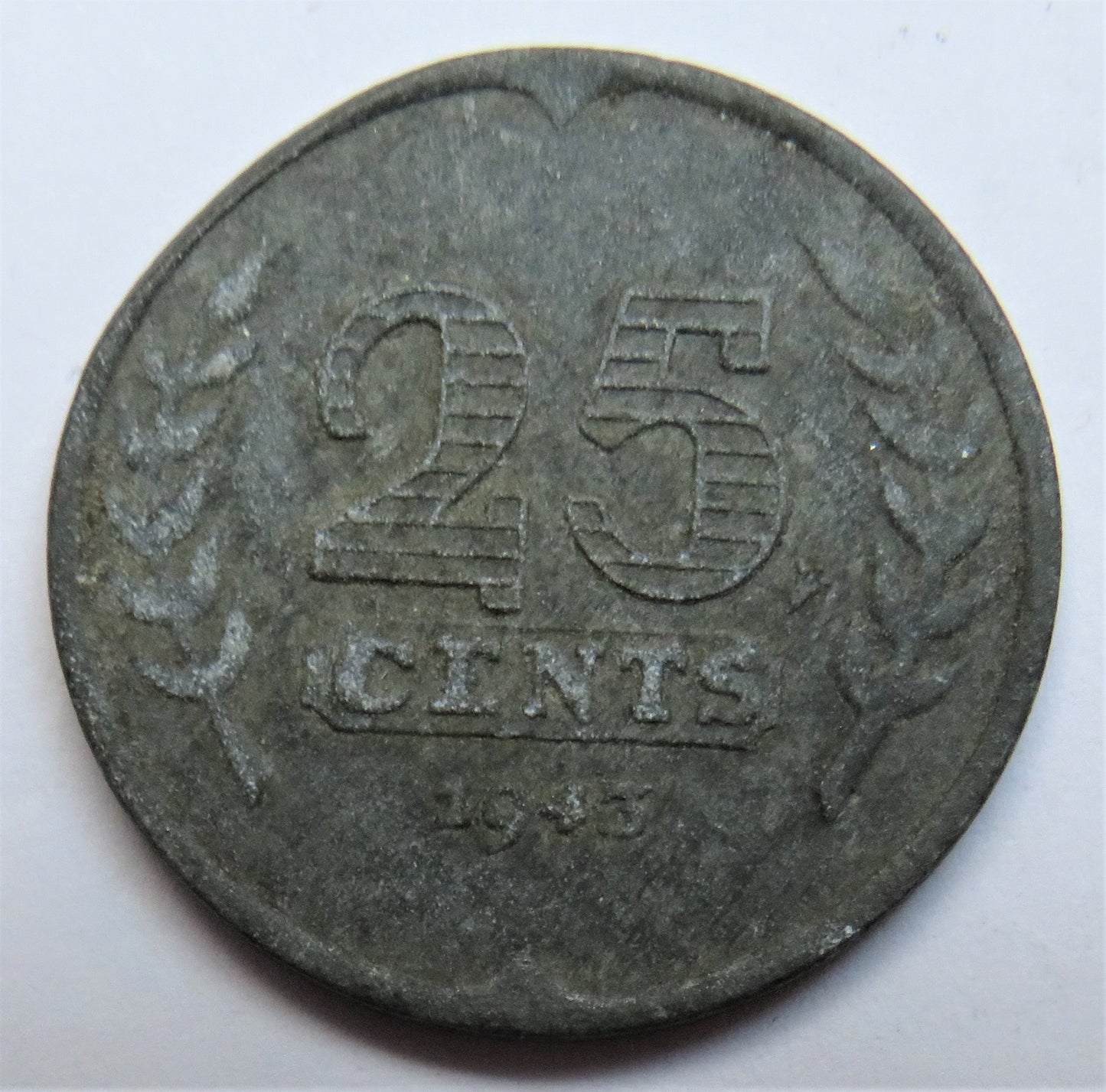 1943 Netherlands 25 Cents Coin