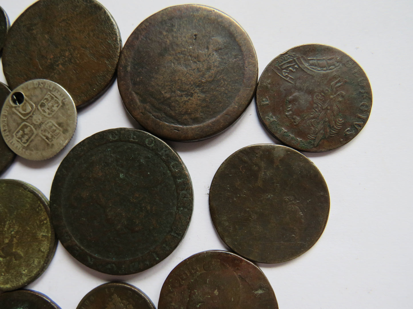 Collection of Mainly Worn Georgian Copper Coins Inc 1 Silver