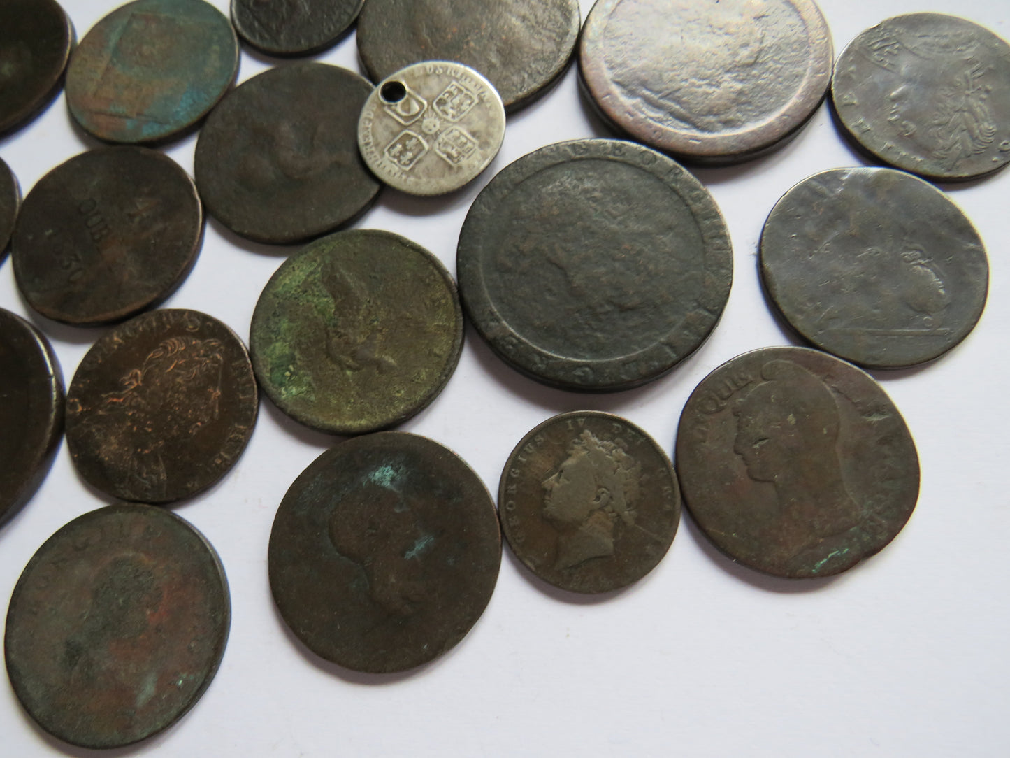 Collection of Mainly Worn Georgian Copper Coins Inc 1 Silver