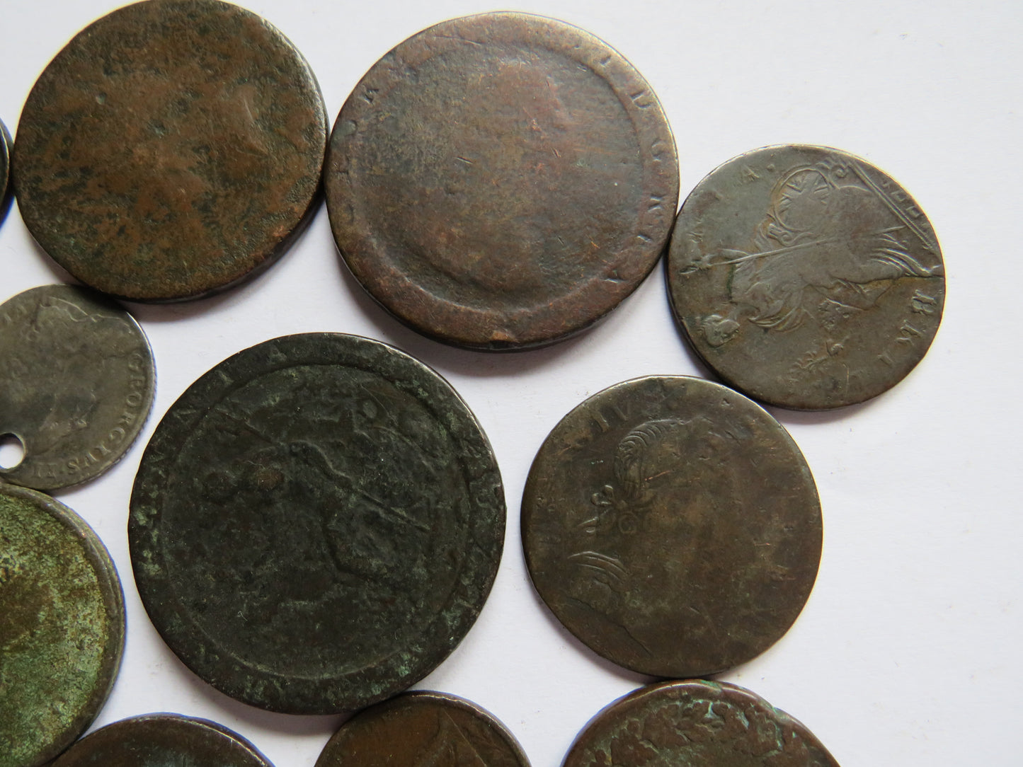 Collection of Mainly Worn Georgian Copper Coins Inc 1 Silver