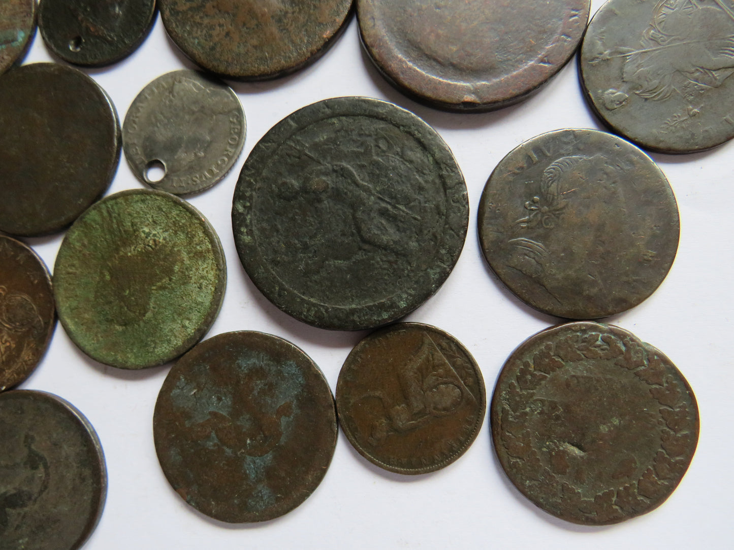 Collection of Mainly Worn Georgian Copper Coins Inc 1 Silver