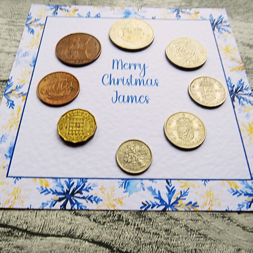 Personalised Mounted Christmas Coin Set With Snowflake Design – Choose Your Year (1947–1967)
