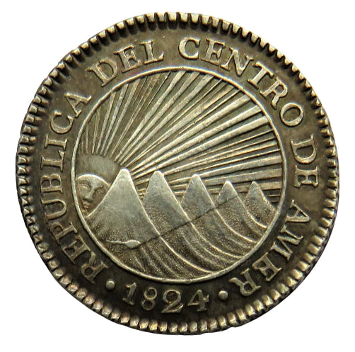 1824 Guatemala Central American Republic Silver One Real Coin In High Grade