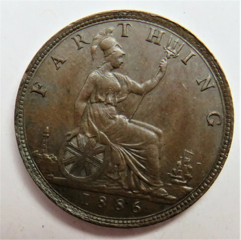 1886 Queen Victoria Farthing Coin - Great Britain