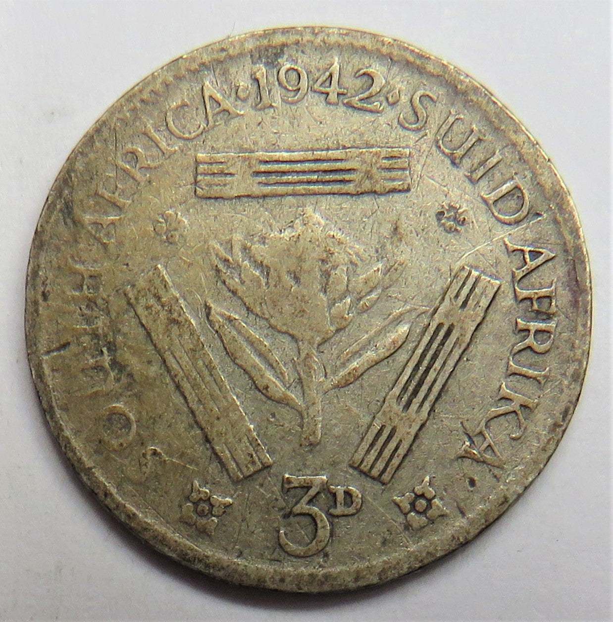 1942 King George VI South Africa Silver Threepence Coin