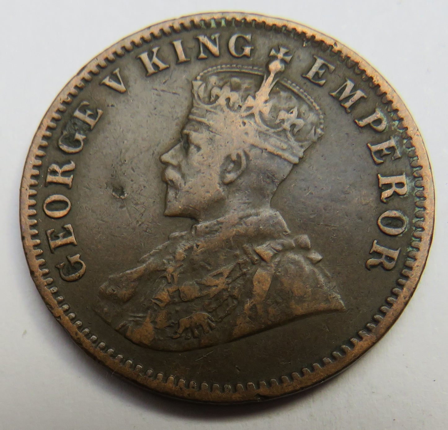 1918 King George V India 1/4 Anna Coin