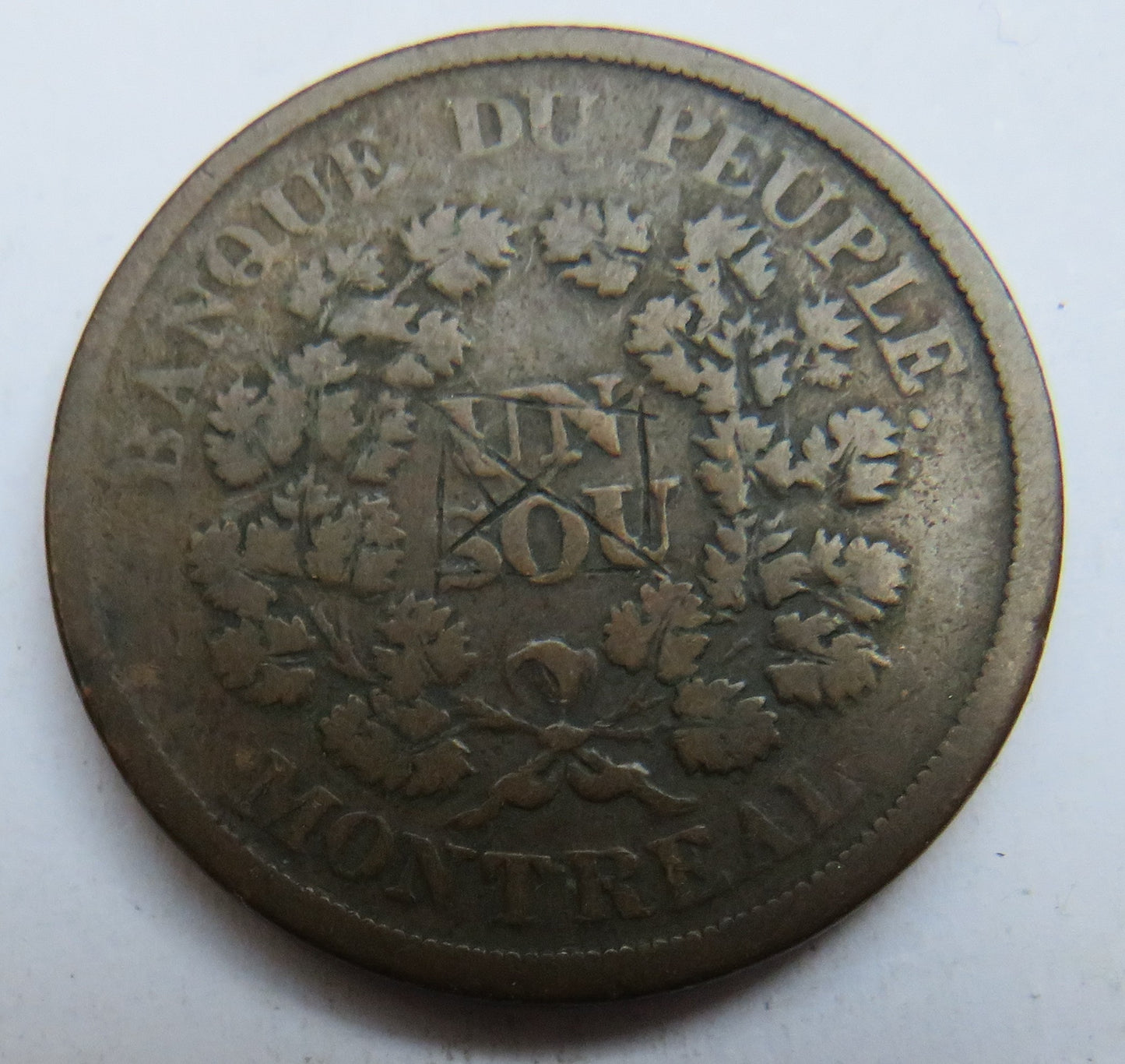 Agriculture & Commerce Bas Canada Un Sou Montreal Token