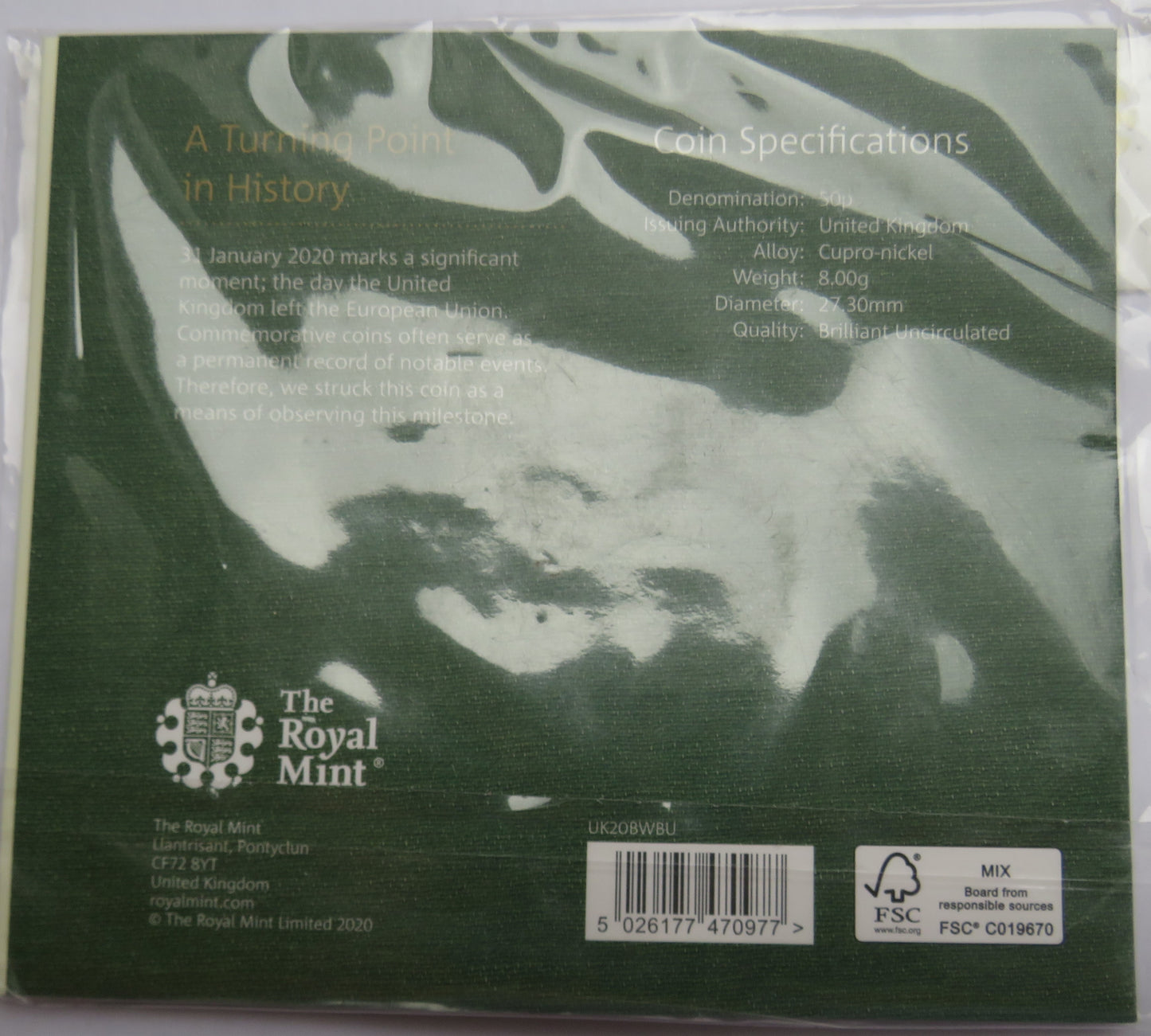 Withdrawal From The European Union 2020 UK 50p BU Coin