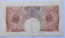 Load image into Gallery viewer, Bank of England 10 Ten Shillings Note (B72Y) L.K. O&#39;Brien (1955-1961)
