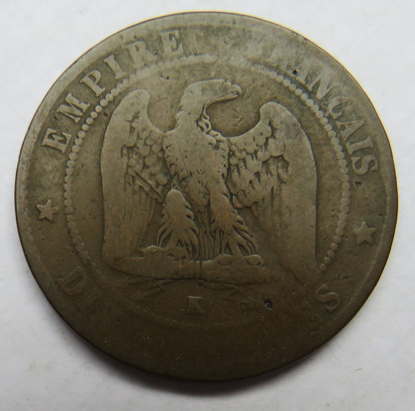 1864-K France 10 Centimes Coin