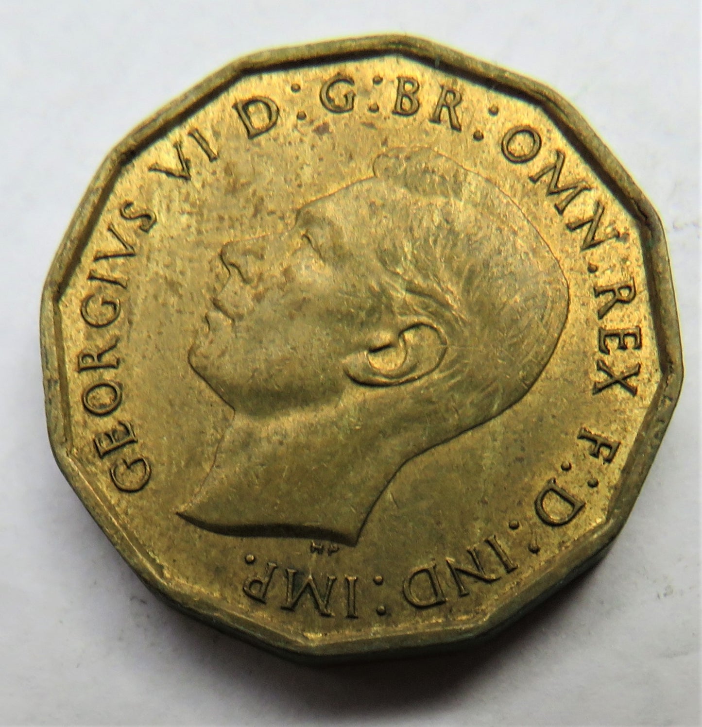 1942 King George VI Brass Threepence Coin High Grade