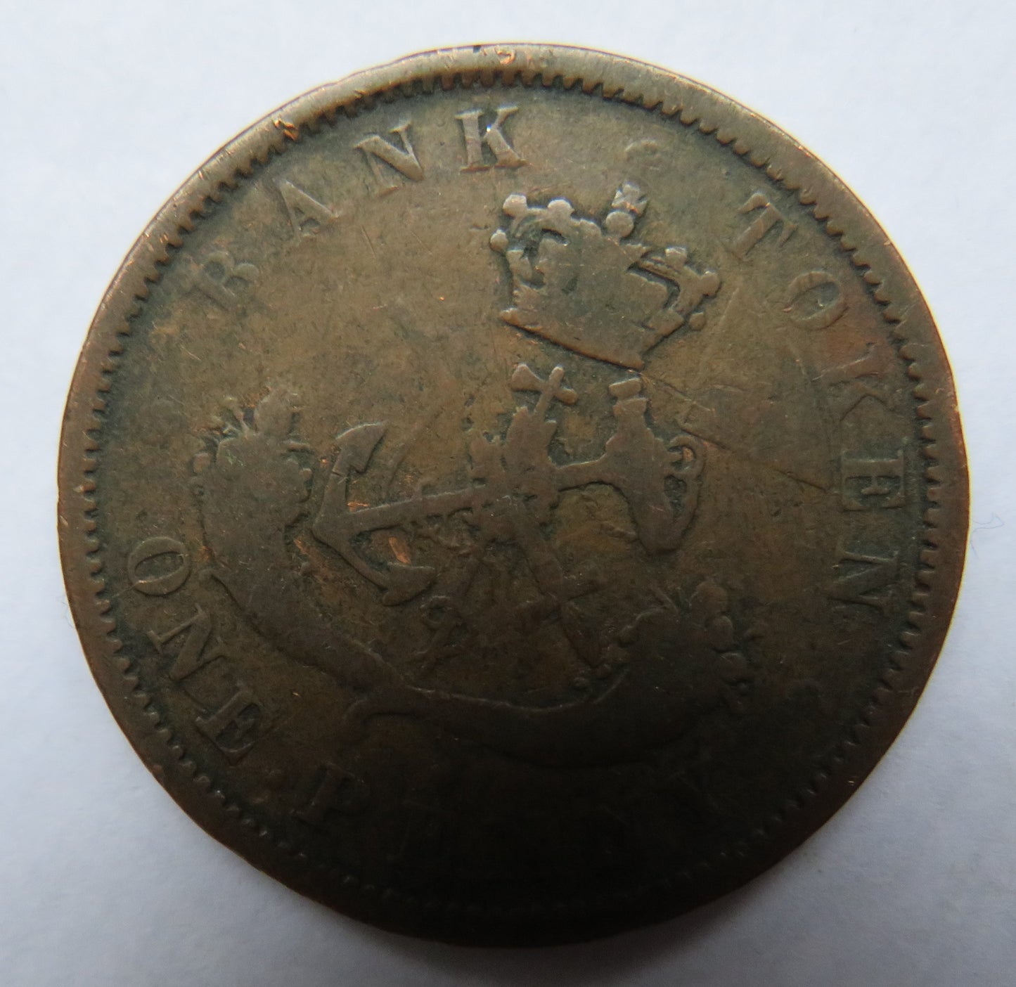 1854 Bank Of Upper Canada One Penny Bank Token