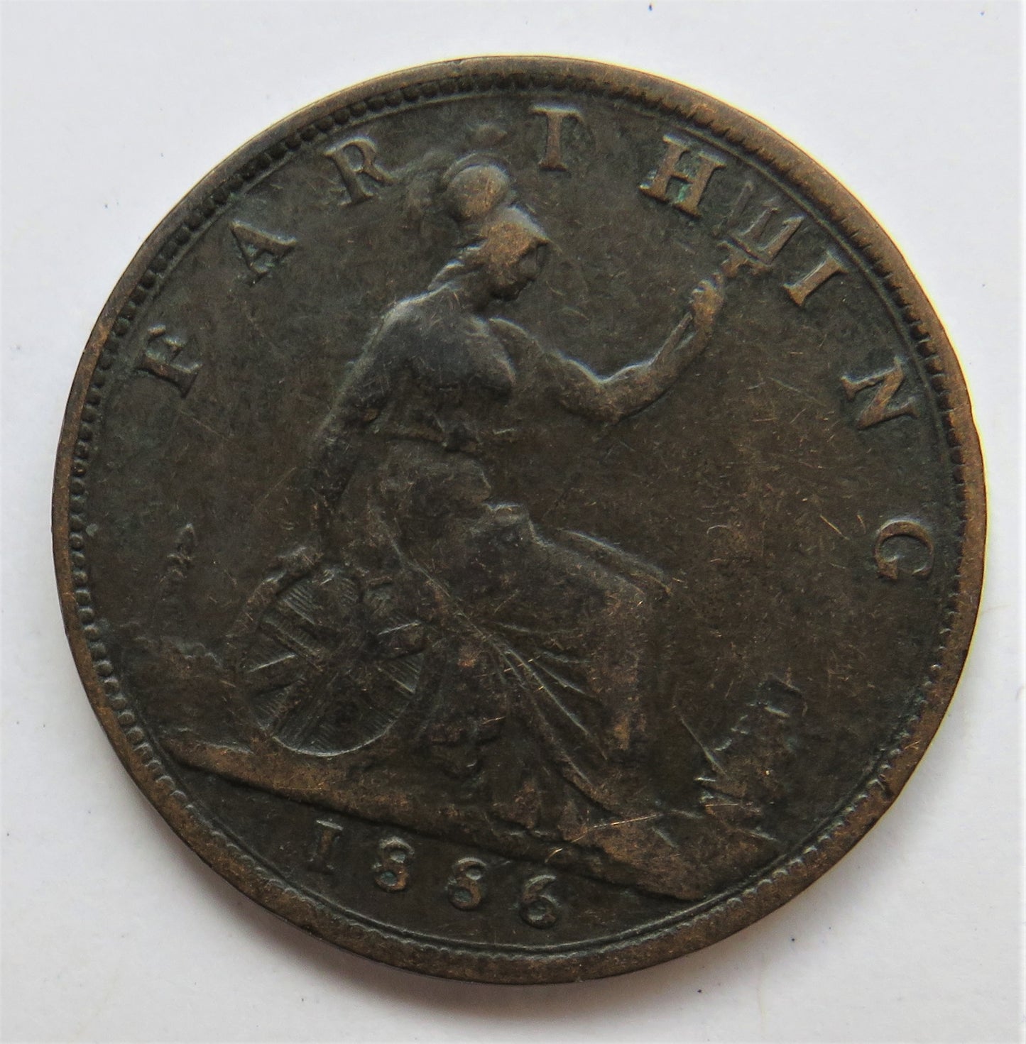 1886 Queen Victoria Farthing Coin Great Britain Reverse
